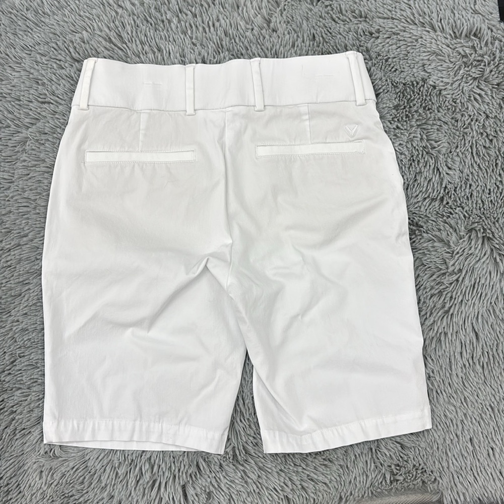 Callaway White Flat Front Shorts Crisp Viscose Blend Elastic Waist Golf Womens M - Picture 11 of 16